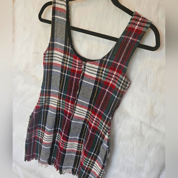 Zara Winter Knit Plaid Overall Mini Dress - Picture 4 of 6